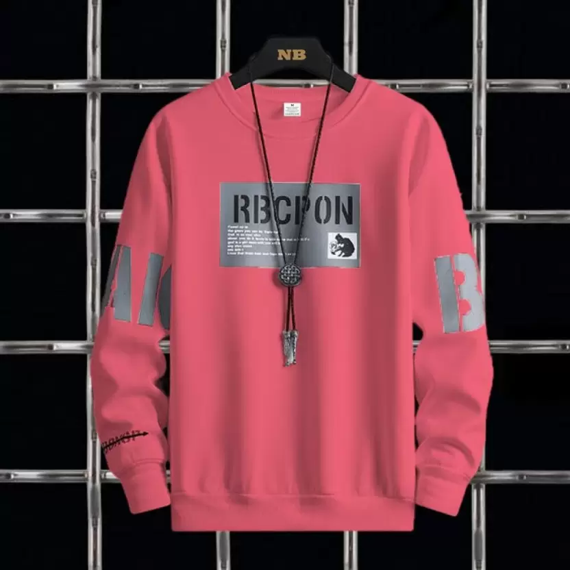 Mens Printed T-Shirts Neck Cotton Blend Light Green Round T-Shirt - Image 2