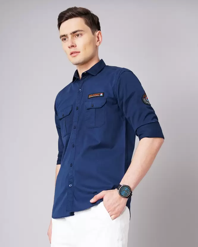 Over Size Shirt Men Light Blue Shirt - Image 3
